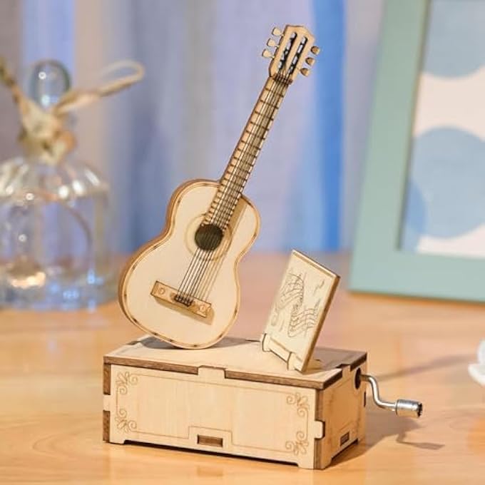 3D WOODEN PUZZLES, MECHANICAL MUSIC BOX, GUITAR BUILDING MODEL, DESKTOP DECORATION DIY3D PUZZLE TOYS, MUSIC BOX MODEL BUILDING KITS, WOODEN MUSIC BOX, CREATIVE GIFTS FOR TEENS AND ADULTS - Image 2